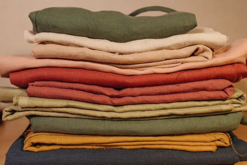 Carefully folded clothing in a stack